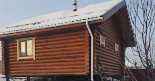 Баня из оцилиндрованного бревна под ключ в Омске - от 132951 рублей
